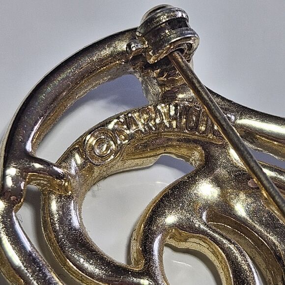 Sarah Coventry Brooch Modernist Gold Silver Vintage Signed 1971 Pin - Picture 4 of 11